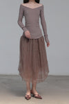 marc le bihan dead wood rose silk skirt 25930 6 layers of yarn